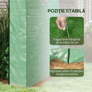 Seră Tip Tunel din Polietilenă Cu Uși și Ferestre din Plasă, Cort cu Capac din PE și Cadru de Oțel, Verde 1,8x1,8x2 m - Img 7