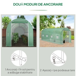 Sera Tunel Verde 500×200×205 cm – Cadr, Otel & 8 Ferestre - Img 6