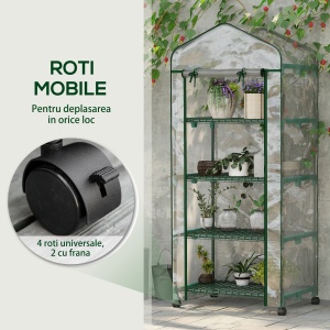 Sera Verticala Alb 4 Rafturi – Otel & PVC, Pentru Balcon/Terasa - Img 7