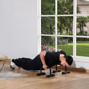 Set 2 Bare Paralele din Oțel pentru Fitness cu Mânere din Antiderapante, 36x25x20 cm, Negru - Img 2