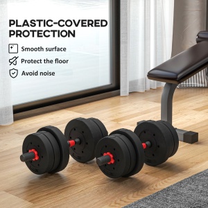 Set 2 Gantere cu 12 Discuri de 20 kg Total și Conector, Negru - Img 7