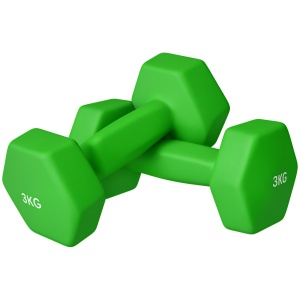 Set 2 Greutăți Hexagonale cu Gantere Pereche cu Prindere Antiderapantă pentru Antrenament de Fitness Acasă, 18x7x7 cm, Verde - Img 1