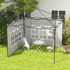 Set 2 Pereți Laterali pentru Chioșcuri, Foi Foișor cu Ferestre din PE și Plastic, 3x3 m sau 3x6 m, Alb - Img 2