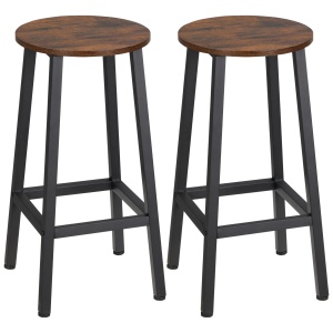 Set 2 scaune de bar, de bucatarie cu suport pentru picioare, maro rustic - Img 1