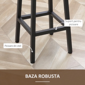Set 2 scaune de bar, de bucatarie cu suport pentru picioare, maro rustic - Img 6