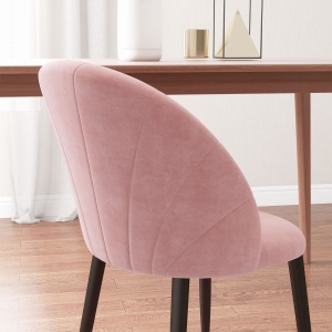Set 2 Scaune Tapitate din Catifea, Design Nordic și Ergonomic, 52x54x79 cm, Roz - Img 7