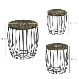 Set 3 Masute Gradina Stivuibile 38/31 cm – Negru - Img 3