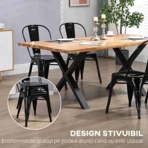 Set 4 Scaune Dining din Otel, Stil Industrial – Stivuibile & Moderne - Img 5