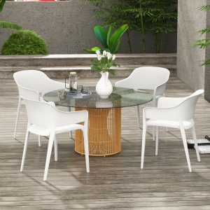 Set 4 Scaune Gradina Plastic PP – Spatar inalt, Cotiera, Rezistente UV - Img 7