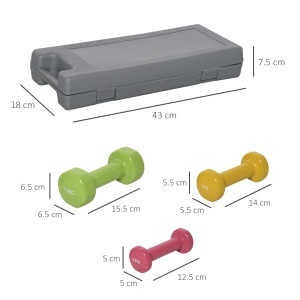 Set 6 Gantere cu Geanta, de 0.5kg 1kg 1.5kg, din Otel si PU - Img 3
