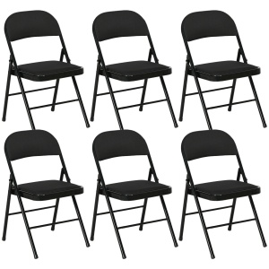 Set 6 Scaune Pliabile, Scaune Moderne cu Perne din Poliester pentru Acasă și Birou, 45x46x78 cm, Negru