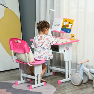 Set Birou Copii 6–12 Ani – Reglabil cu Lampa Roz - Img 2