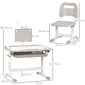 Set Birou Copii cu LED – Reglabil 6–12 Ani cu Blat inclinat - Img 3