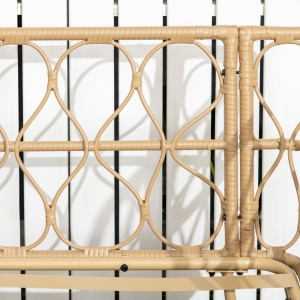 Set canapea din ratan PE din 4 piese, Seturi de mobilier de conversatie pentru gradina impletite, cu impletitura rotunda, cu perne groase capitonate si masuta cu sticla pentru balcon - Img 9