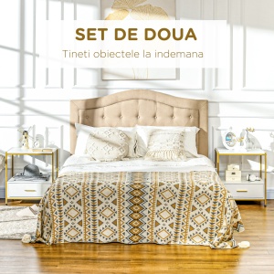Set de 2 Masute Noptiere Moderne Noptiere cu Sertar Raft Organizatoare de Depozitare pentru Dormitor Camera de Zi Alb pentru sufragerie camera de zi dormitor - Img 4