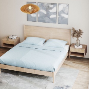 Set de 2 Noptiere Suspendate cu Sertar și Compartiment 37x32x21 cm Lemn Natural - Img 9