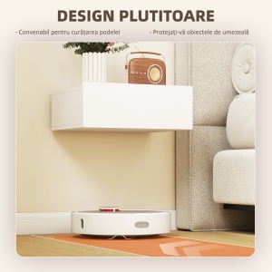 Set de 2 Noptiere Suspendate pentru Dormitor cu Sertar, 40x30x15 cm, Alb - Img 4