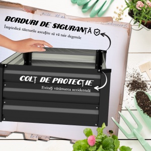 Set de 2 Paturi Galvanizate Inaltate pentru Gradina - Img 6