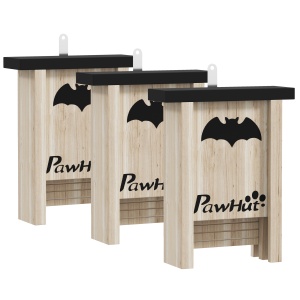 Set de 3 Căsuțe pentru Lilieci Bat Box din Lemn de Brad, 18x6x22,5 cm, Culoare Naturală - Img 1