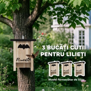 Set de 3 Căsuțe pentru Lilieci Bat Box din Lemn de Brad, 18x6x22,5 cm, Culoare Naturală - Img 4