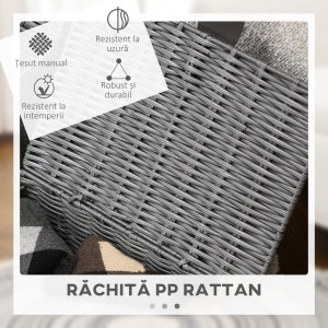 Set de 3 cosuri din rachita PP cu capac, containere dreptunghiulare de diferite dimensiuni, gri - Img 4