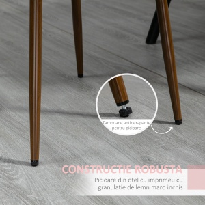 Set de 4 Scaune de Masa, Scaun de Bucatarie Modern cu Tapiterie din Catifea, Spatar Curbat si Picior din Otel pentru Camera de Zi, Dormitor, Gri - Img 6