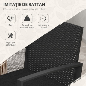 Set de cafea din ratan PP din 3 piese cu perne, Mobilier - Img 5