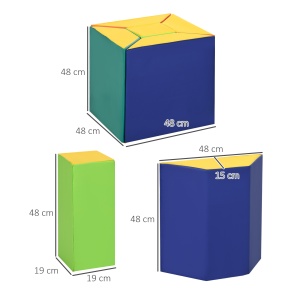 Set de Construcții Moi pentru Copii 1-3 Ani cu 5 Blocuri, 48.3x19.1x48.3 cm, Multicolor - Img 3