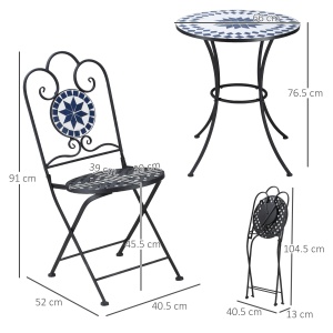 Set de Gradina 3 Piese cu 2 Scaune Pliante si 1 Masuta de Gradina, din Metal si Piatra - Img 3