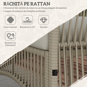 Set de Grădină cu 2 Fotolii de Exterior, Canapea și Măsuță, 56x56x80 cm, Kaki - Img 5