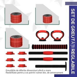 Set de Greutăți pentru Sală 4 în 1 din Plastic și Nisip, Roșu - Img 5