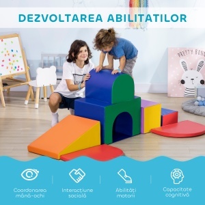 Set de Joc pentru Copii 1-3 Ani cu 7 Blocuri Multicolor în PU și EPE, 170x130x40 cm - Img 4