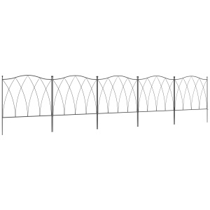 Set Gard de Grădină cu 5 Panouri și Șnururi de Fixare, 305x62 cm, Negru - Img 1
