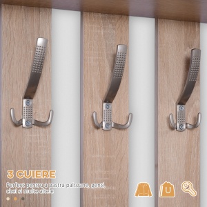 Set Hol 3 Piese – Dulap Pantofi, Cuier cu Oglinda, Design Lemn - Img 5