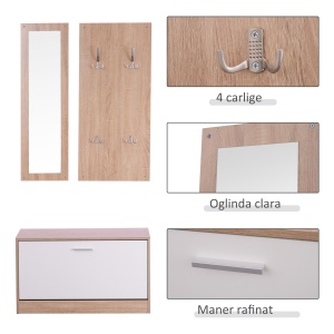 Set Hol 3 Piese – Dulap Pantofi, Cuier & Oglinda - Img 6