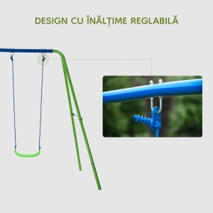 Set Leagăn de Grădină cu Leagăn Dublu și 2 Leagăne Simple, 280x140x178 cm, Verde - Img 9