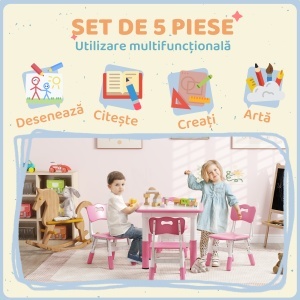 Set Masa & Scaune Reglabile 18–60 luni cu Tablita – Roz - Img 7