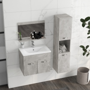 Set Mobilier Baie – 3 Piese: Oglinda, Chiuveta, Dulap Depozitare - Img 9