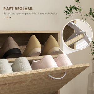 Set Mobilier cu 2 Rafturi Reglabile, 90x24x177 cm, Lemn Natural - Img 6