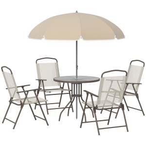 Set Mobilier de Gradina cu Tuburi Otel 6 bucati, crem - Img 1