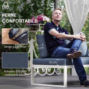 Set Mobilier de Grădină din 4 Piese cu 2 Canapele, Fotoliu Reglabil și Măsuță de Cafea, 121x61x62 cm, Gri - Img 6