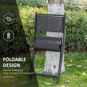 Set Mobilier pentru Grădină din Poly Ratan 3buc Set Masă și 2 Scaune pentru Grădină Pliabile Negru - Img 4
