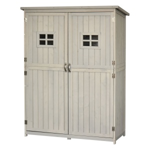 Sopron Lemn 127,5×50×164 cm – Casuta Gradina cu Polite si Usi Duble - Img 1
