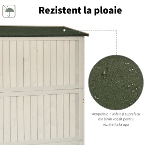 Sopron Lemn 127,5×50×164 cm – Casuta Gradina cu Polite si Usi Duble - Img 6