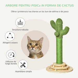 stalp forma cactus, centru de joaca pisici, 32x32x60cm - Img 4