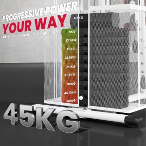 Stație Fitness Multifuncțională cu 4 Perne din Oțel și PU Alb - Img 5