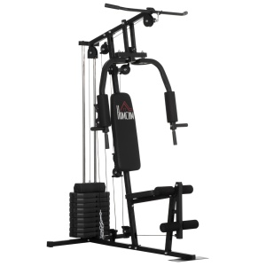Statiune fitness cu greutati de 45kg pentru antrenament profesional la tine acasa, din otel, 135x103x210cm, Negru - Img 1