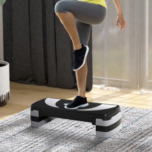 Stepper pentru aerobica reglabil in inaltime 10-15-20 cm, anti-alunecare, Negru si Gri - Img 2