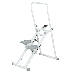 Stepper Vertical Pliabil cu Mâner Reglabil, Pedale Antiderapante și Monitor LCD, Alb - Img 1