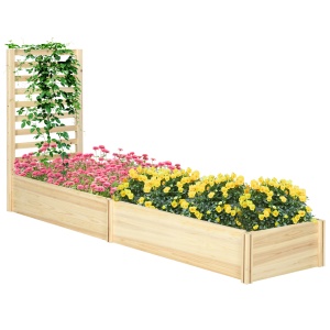 Strat Înălțat pentru Grădină cu Spalier și Fund Deschis, 230x60x110 cm, Lemn Natural - Img 1